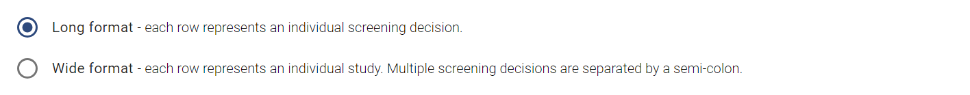 Screenshot: Choose data format